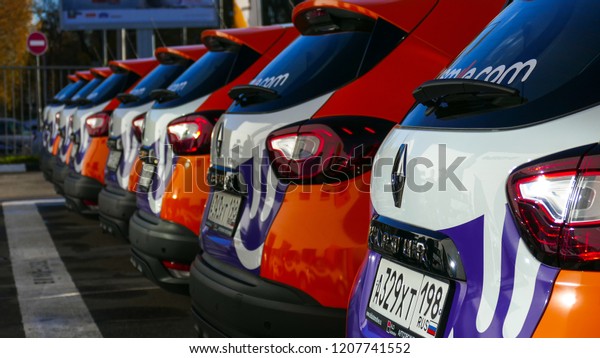 Group of modern car sharing cars. OKT 19,\
2018, SAINTS PETERSBURG