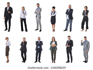 Group of multi ethnic business people isolated on white background