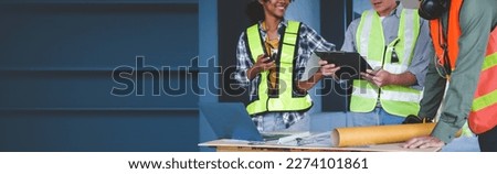Group of multi ethnic engineer construction site worker meeting at workplace, Architects working together at construction site to remodeling home or building. Close up