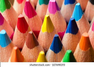 Group of multicolor pencils, close-up shot - Powered by Shutterstock