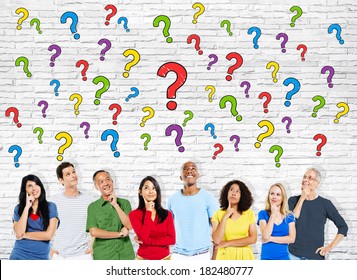 Group Of Multi-Ethnic Casual People Having Questions
