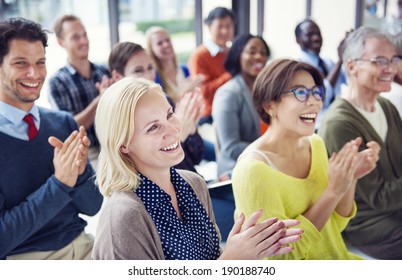 Group of Multiethnic Cheerful People Applauding