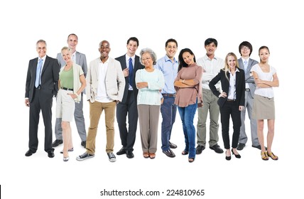 Group Of Multi-ethnic And Diverse Occupational People In A White Background.