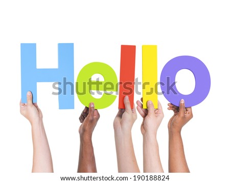 Group of Multiethnic Hands Holding Hello