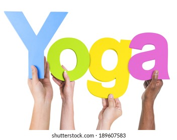 Group of Multiethnic Hands Holding Yoga 