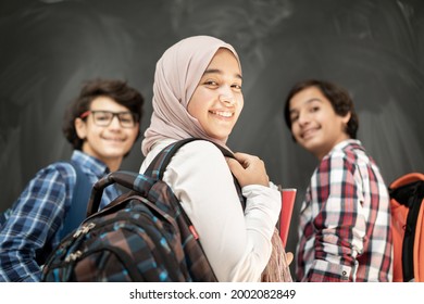 Group of multy ethnic kids in classroom space