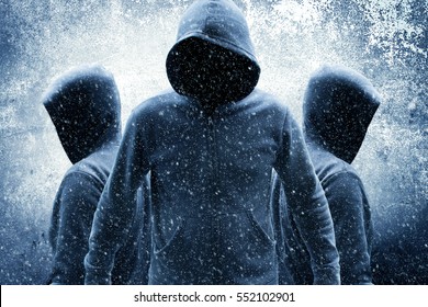 Group Of Mystery People In Hoodies,Movies Or Book Cover Ideas