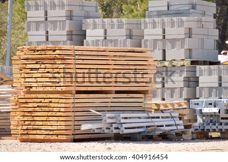 group of new construction materials for buildings