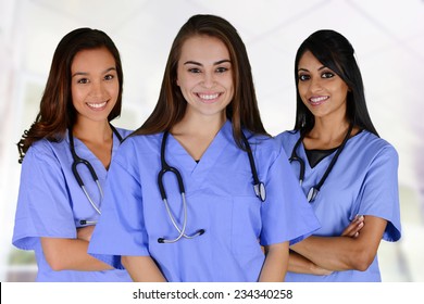 Group Of Nurses Set In A Hospital