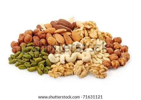 Group of nuts isolated on white background