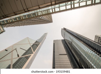 Group Of Office Skyscrapers As Seen From Street Level.