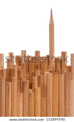 Group of pencils with one sharp