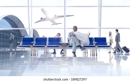 Group of People in the Airport - Shutterstock ID 189827297