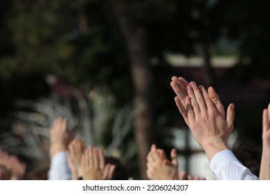 Group Of People Clapping Their Hands Up Their Fingers Close Up