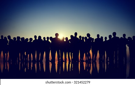 Group People Corporate Business Standing Silhouette Concept - Shutterstock ID 321452279