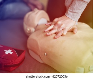 Group Of People CPR First Aid Training Course