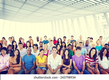 Group People Crowd Audience Casual Multicolored Sitting Concept - Shutterstock ID 243798934