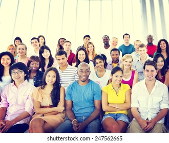 Group People Crowd Audience Casual Multicolored Sitting Concept - Shutterstock ID 247562665