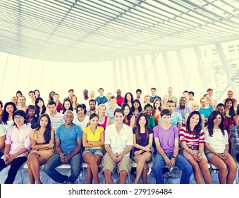 Group People Crowd Audience Casual Multicolored Sitting Concept - Shutterstock ID 279196484
