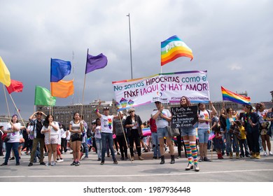 206 Mexican Gay Parade Images Stock Photos Vectors Shutterstock   Group People Demonstrating Zocalo City 260nw 1987936448 