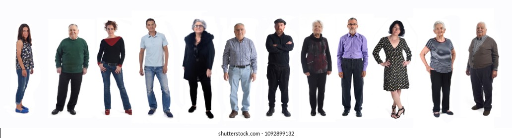 Group Of People Of Different Ages On White Background