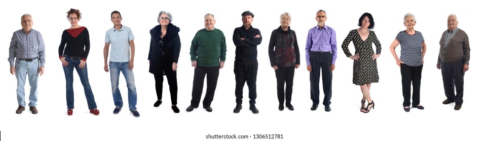 Group Of People Of Different Ages On White Background