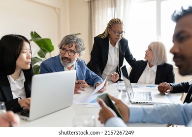 Group Of People Of Different Generations, In Creative Business Office - Multiracial Business People Working Together -