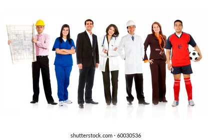 Group Of People With Different Professions Isolated Over A White Background