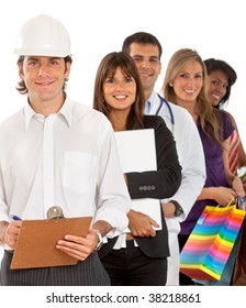 Group of people with different professions and occupations isolated