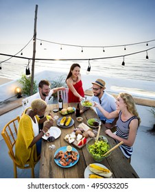 Group Of People Dining Concept