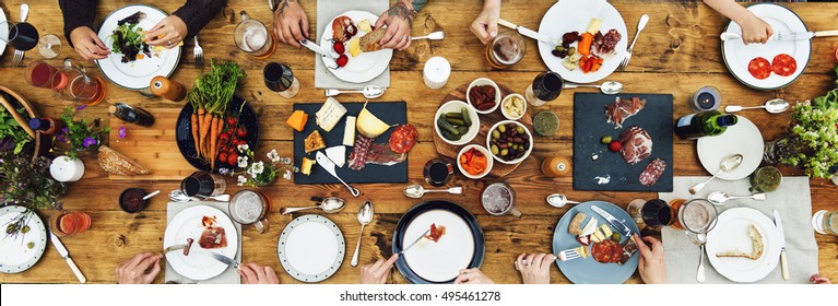 Group Of People Dining Concept