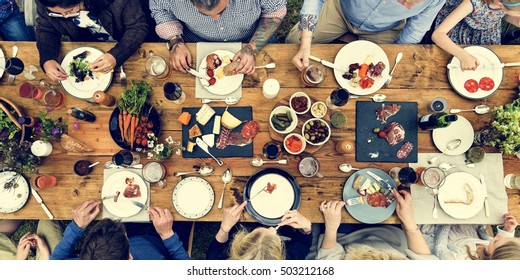 Group Of People Dining Concept