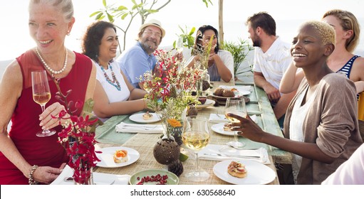 Group Of People Dining Concept