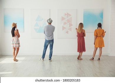 Group of people at exhibition in art gallery, back view - Shutterstock ID 1800205183