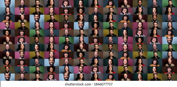 Group of people in front of a colored background - Shutterstock ID 1846077757