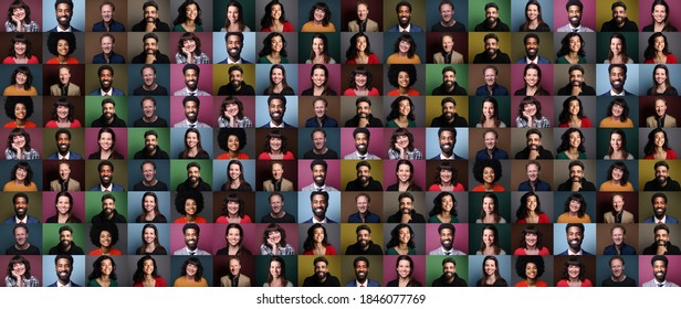 Group of people in front of a colored background - Shutterstock ID 1846077769