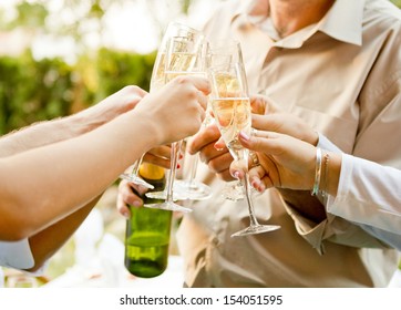 Group Of People Having A Toast  With Champagne