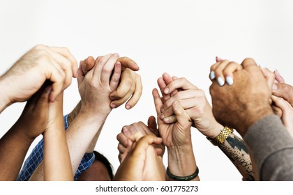 Group Of People Holding Hands Support Together