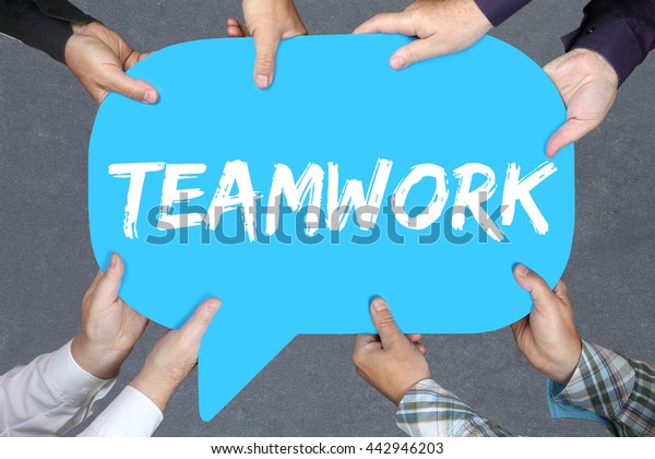 Group People Holding Hands Word Teamwork Stock Photo 442946203 ...