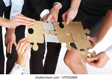 Group People Huge Silver Gold Jigsaw Stock Photo (Edit Now) 197032871