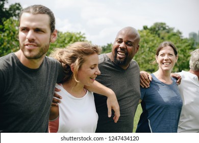 Group People Hugging Each Other Park Stock Photo 1247434120 | Shutterstock