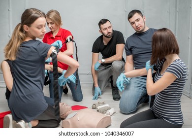 Group People Learning Apply Bandage Prevent Stock Photo 1041441736 ...