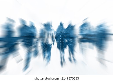 Group Of People Movement Blurred Light Background Inside
