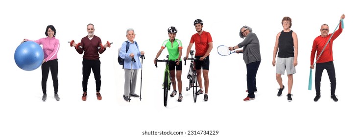 group of people practicing exercise on white background - Powered by Shutterstock