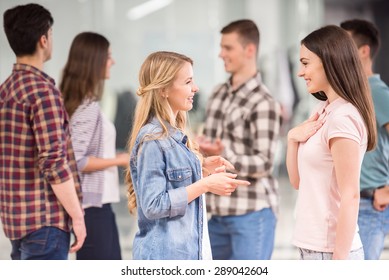 Group Of People Support. Discussion In Small Groups.