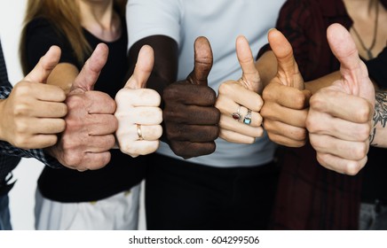 Group Of People Thumbs Up Together