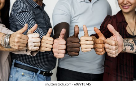 Group Of People Thumbs Up Together