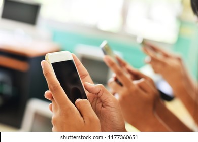 Group of people using smartphone. Young Influencer millennial Using Social Media on Smartphone, Like, Follower, Comment and share on social. 
