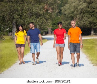 Group Of People Walking Outside