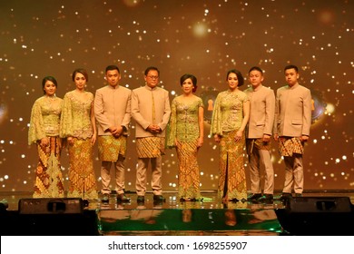 A Group Of People Wearing Javanese Traditional Clothing, Kebaya And Sarong, Tegal Indonesia, December 8, 2018